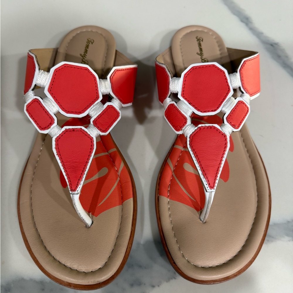 Coral and White Sandals